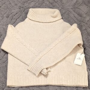 Something Navy Cream Turtleneck Sweater